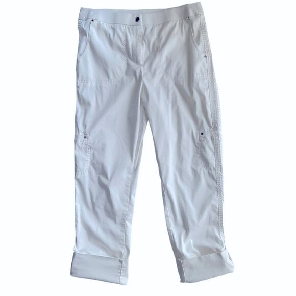 Chico's White Convertible Roll Up Cotton Blend Summer Pants sz 0.5  (S/6) - Picture 3 of 9